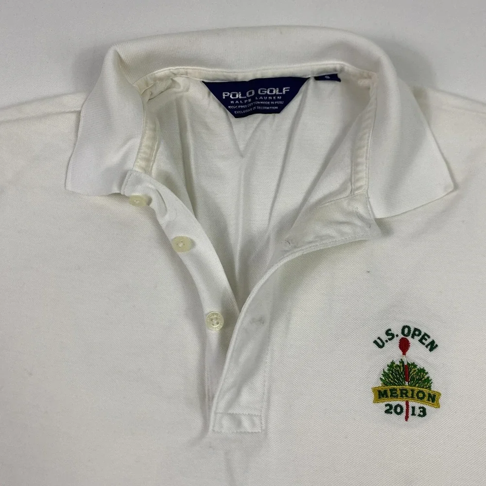Polo‎ Golf Ralph Lauren Polo Shirt Mens Small White U.S. Open Merion 2013 Logo
